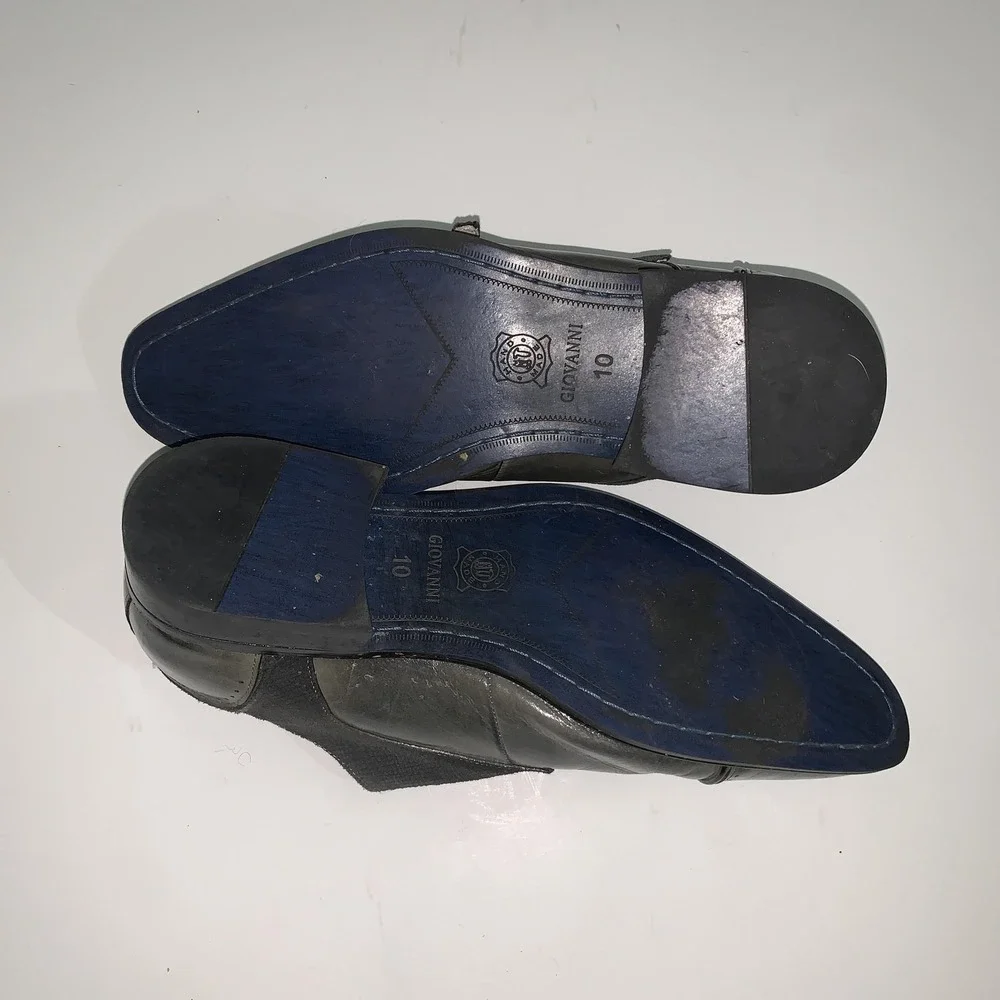 Giovanni Shoes Mens Size 10 Gray Leather Monk Strap Square Toe Dress Handmade